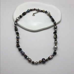 Tica Rosa Genuine Cultured Pearls Abalone Sterling Silver 925 Boho Necklace.